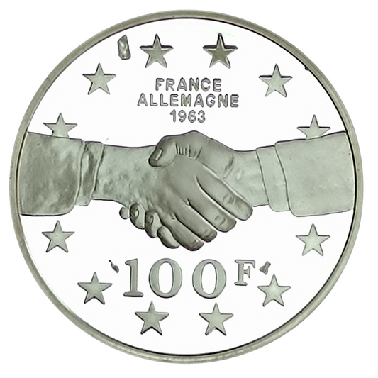Monnaie de Paris 100 Francs 1994 De Gaulle Adenauer Coffret BE Argent 22.2 gr
