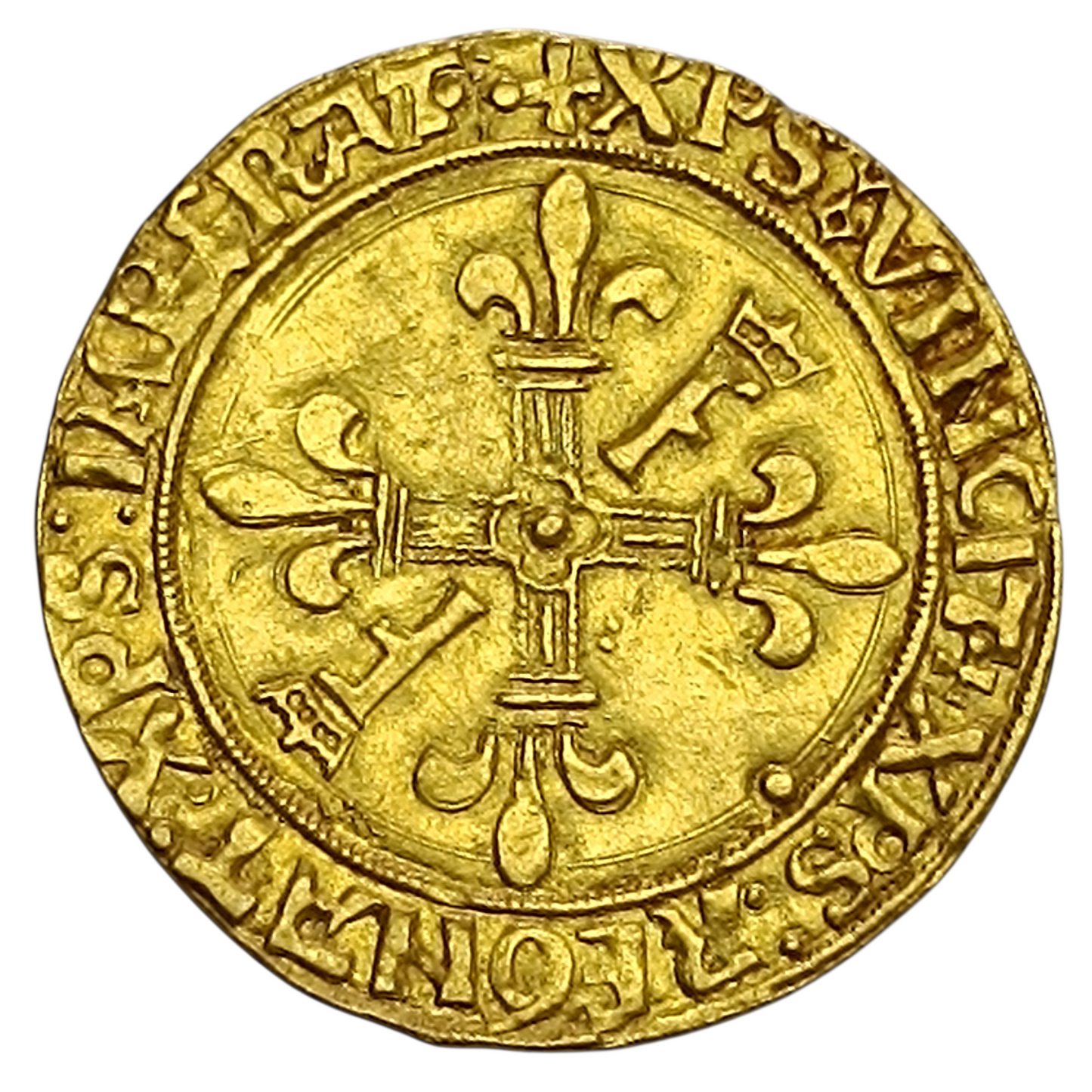 François Ier (1515-1547) Écu d'or au soleil. Point douzième Lyon. 3.38 Gr