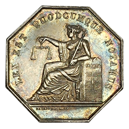 Jeton Notaires de Joigny (Yonne) Argent 13.53 gr 31 mm