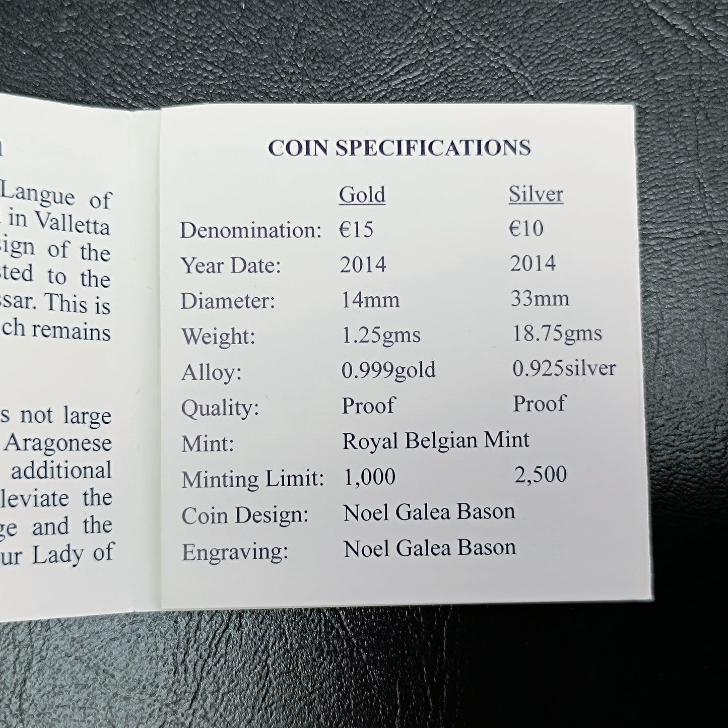 Malte 10 Euros 2014 Auberge d'Aragon Coffret BE Argent 18.75 gr