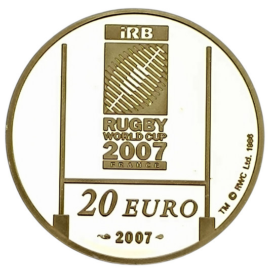 Monnaie de Paris 20 euros 2007 Coupe du monde de Rugby Or BE 1/2 once