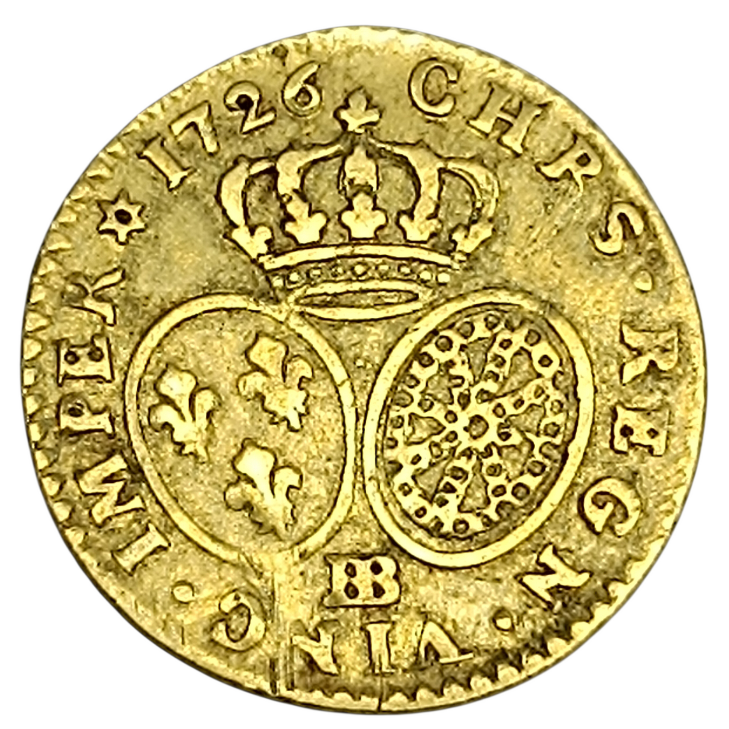 Louis XV (1715-1774) 1/2 Louis d'or aux lunettes 1726 BB Strasbourg 4.03 gr