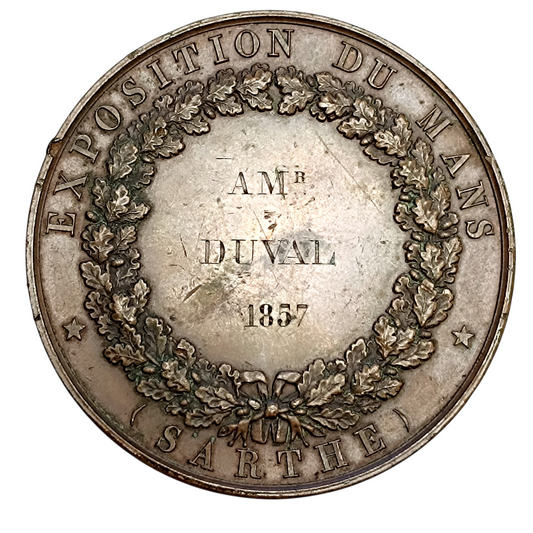 Médaille Exposition du Mans (Sarthe) Duval 1857. Cuivre 91.83 gr