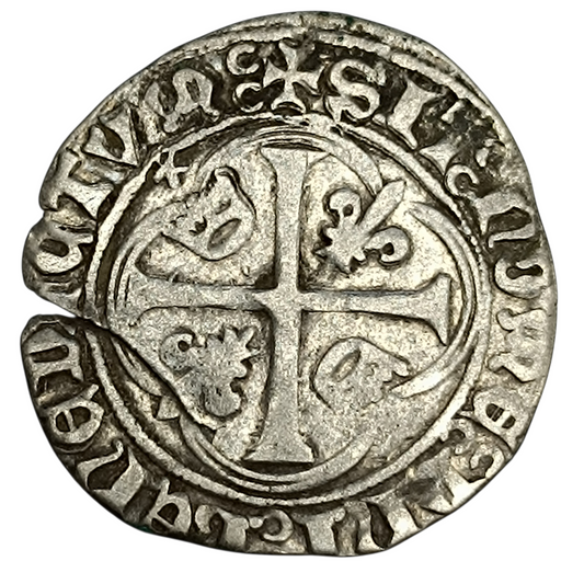 Charles VII (1422-1461) Blanc à la couronne Dijon Etoile sous l'écu 2.75 gr