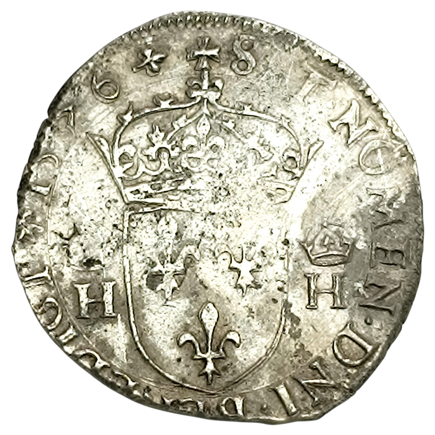 Henri III (1574-1589) Teston 4ème type 1576 La Rochelle. Argent. 9.18 gr