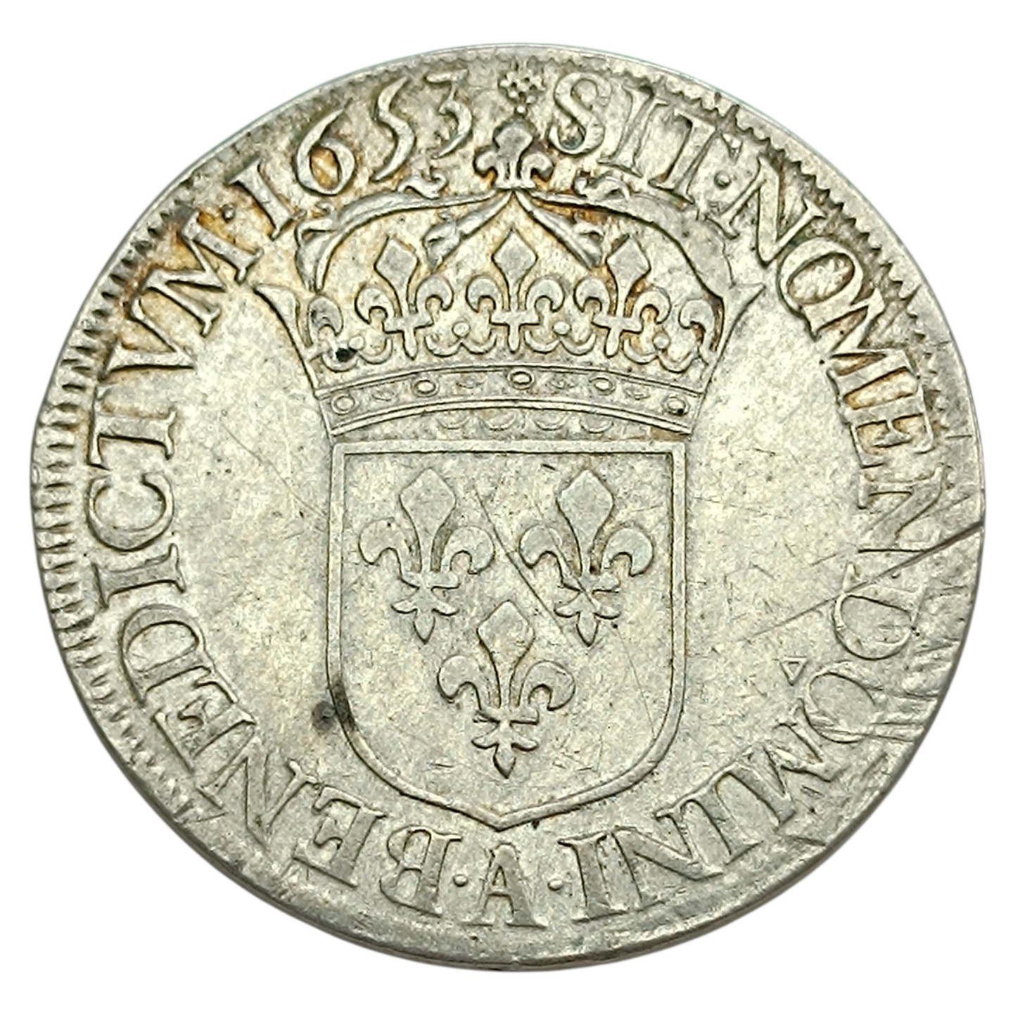 Louis XIV (1643-1715) Écu à la mèche longue 1653 A Paris Argent 27.16 gr