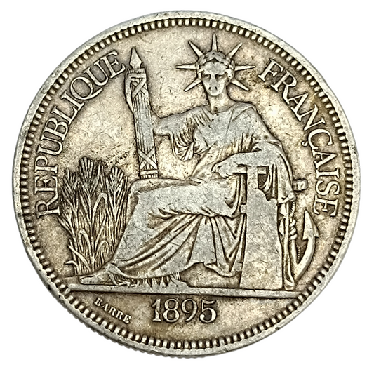 Indochine française 1 piastre de Commerce 1895 Argent 26.88 gr