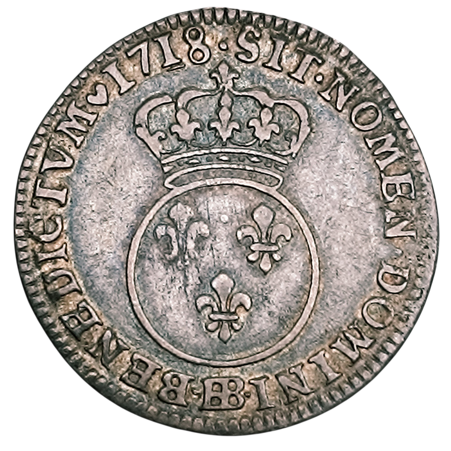 Louis XV (1715-1774) Dixième d'écu Vertugadin 1718 BB Strasbourg Argent 2.98 gr