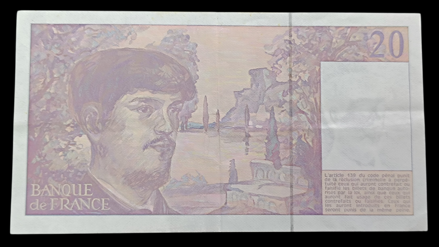 Billet de 20 Francs Debussy 1990. D.031. Signature Bruneel, Dentaud, Charriau. État Sup