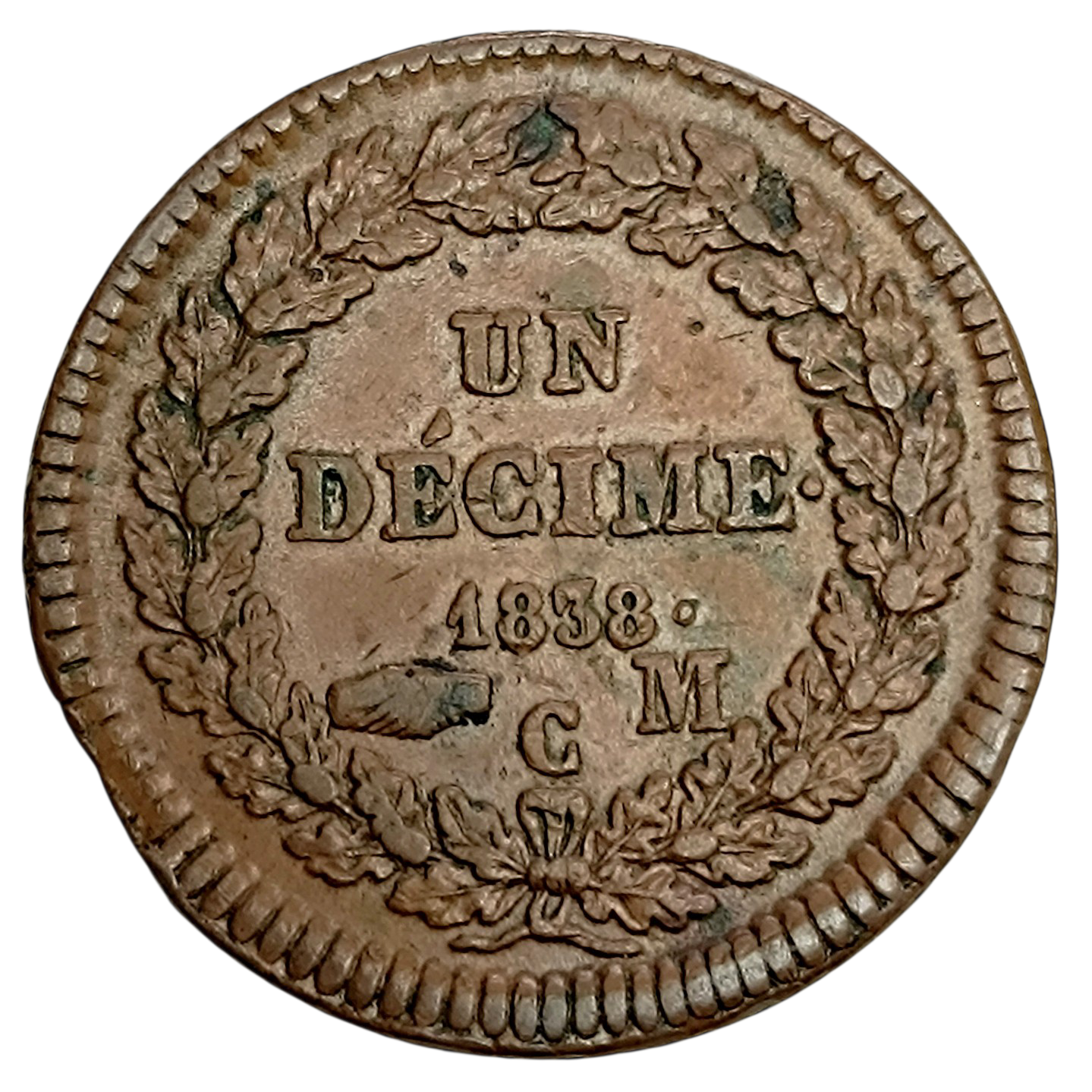 Monaco Honoré V (1819-1841) Un Décime 1838 MC 18.32 gr
