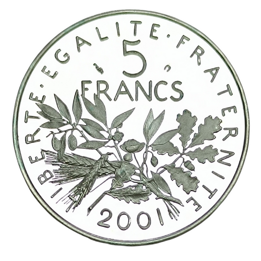 Semeuse 5 francs 2001 Horse iron Beautiful test - 12.00 GR - G. 771