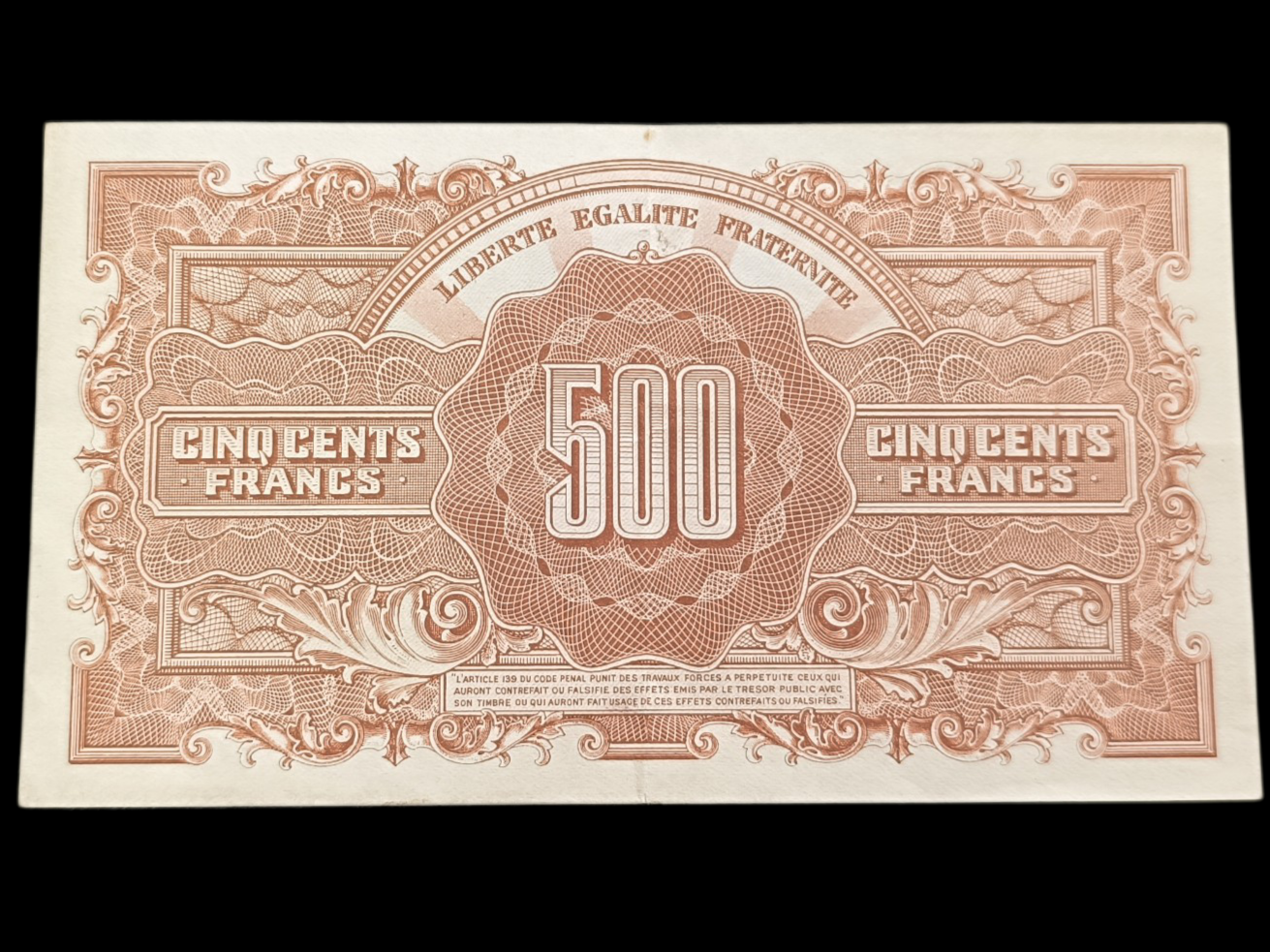 Billet 500 Francs Marianne fabrication anglaise 1945