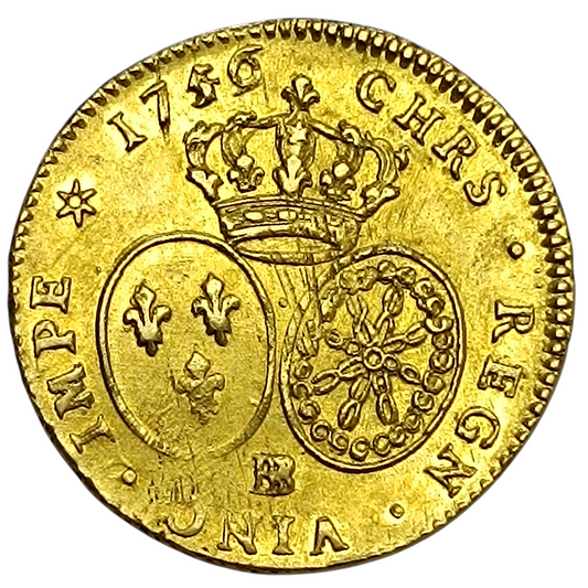 Louis XV (1715-1774) Double Louis d'or au Bandeau 1756 sur 1746 BB Strasbourg 16.24 gr