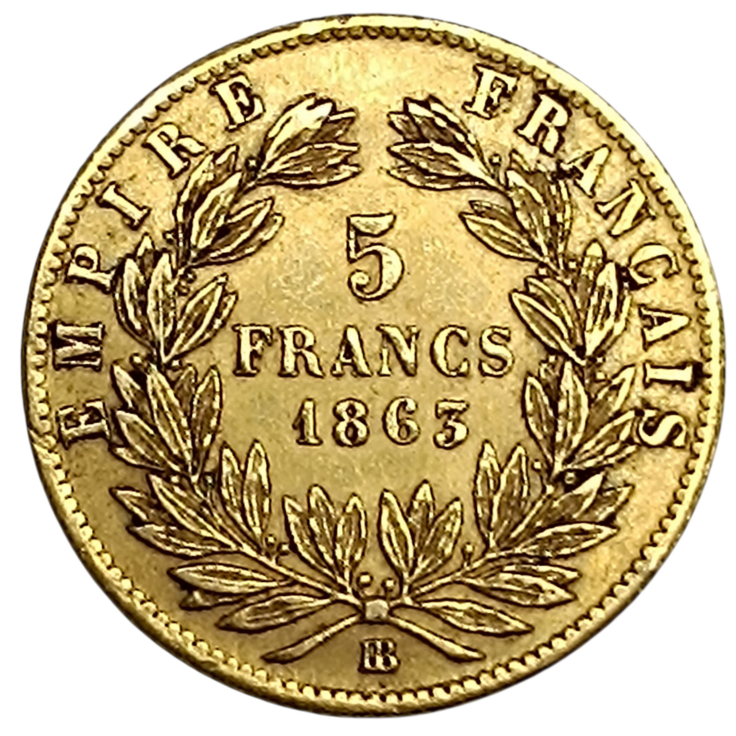 Napoléon III (1852-1870) 5 Francs 1863 BB Strasbourg Or 1.60 Gr