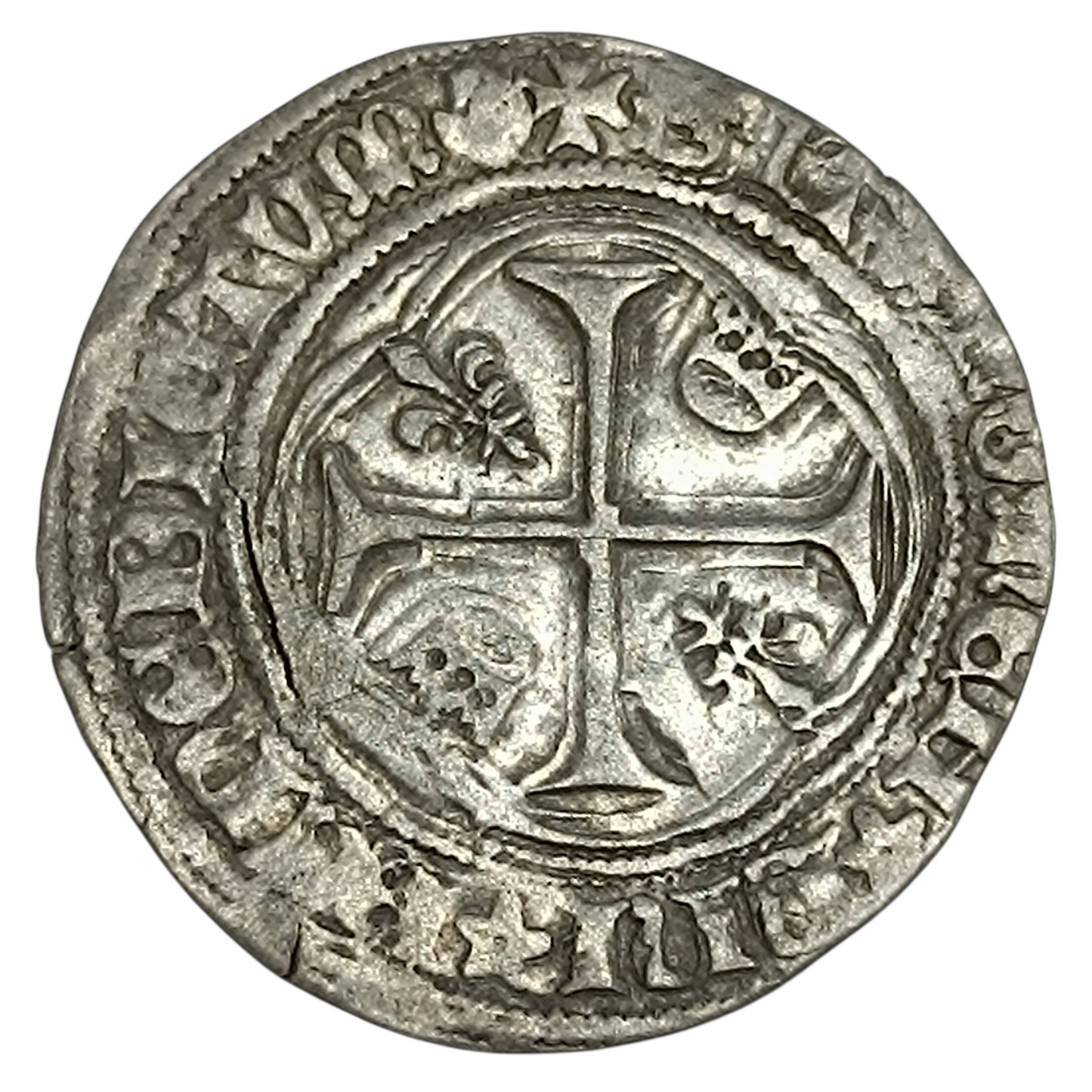 Charles VII (1422-1461) Blanc à la couronne 1455 Laon. Argent 2.86 gr