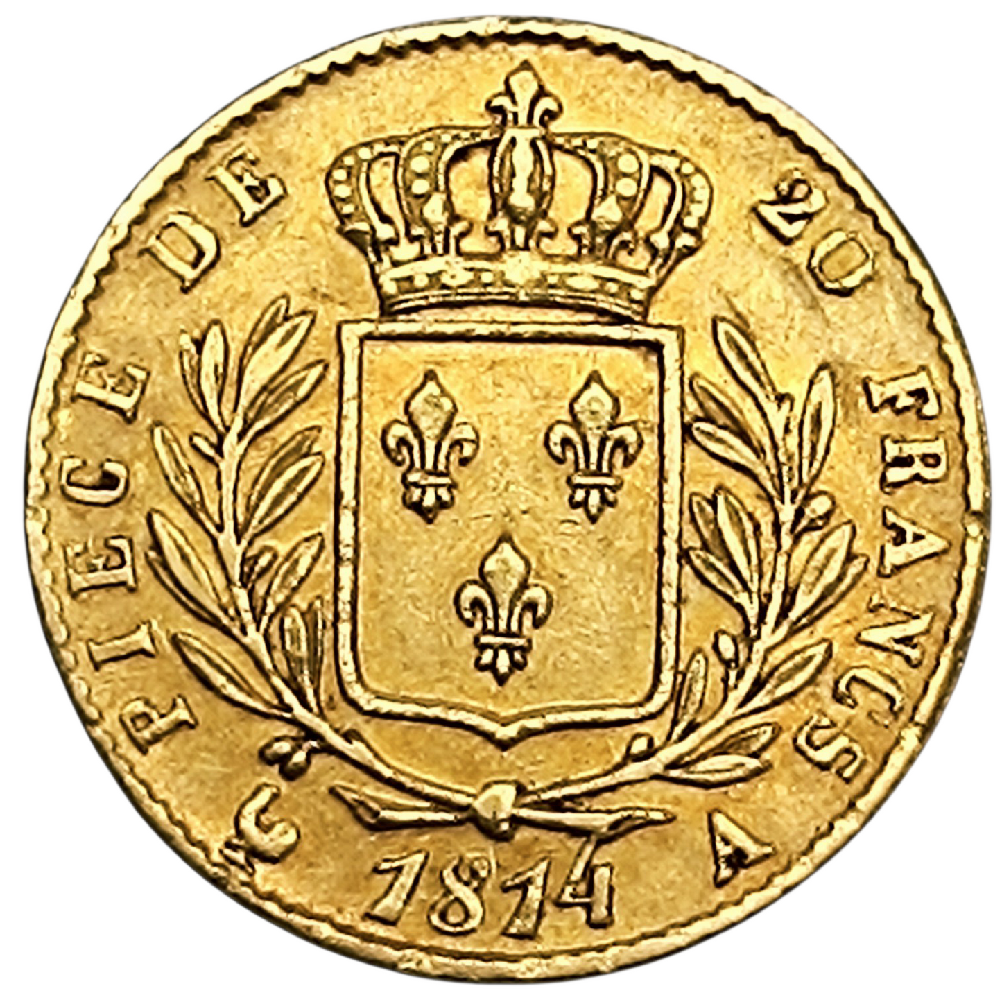 Louis XVIII (1815-1824) 20 Francs au buste habillé 1814 A Paris Or 6.43 gr
