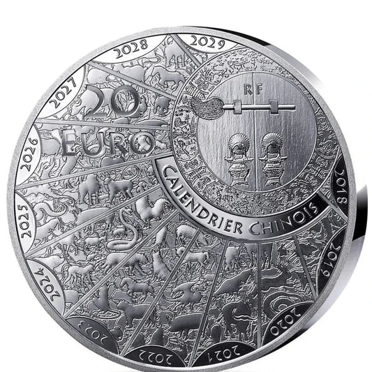 Monnaie de Paris 20 Euros 2025 BE Haut relief Calendrier chinois année du Serpent Argent Dans son coffret
