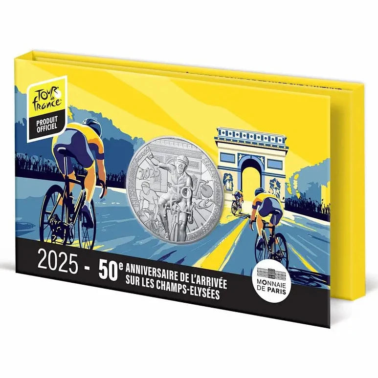 Monnaie de Paris 50 Euros 2025 Tour de France 50e Anniversaire de l'arrivée sur les Champs-Élysées Argent Dans son écrin