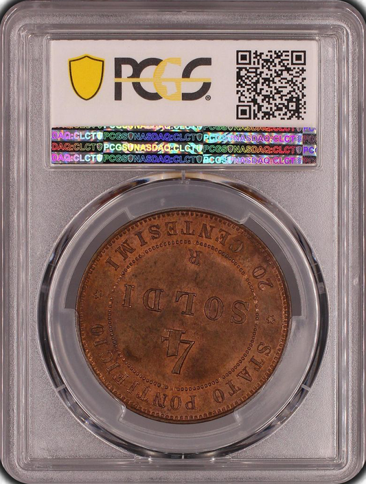 PAPAL STATES Pie IX (1846-1878) 4 soldo 20 Centesimi 1867-R - Year 21 - PCGS MS63BN