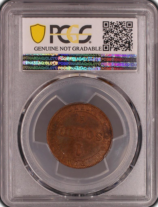 PAPAL STATES Pie IX (1846-1878) 1 soldo 5 Cent 1867-R year 21 small date PCGS Genuine