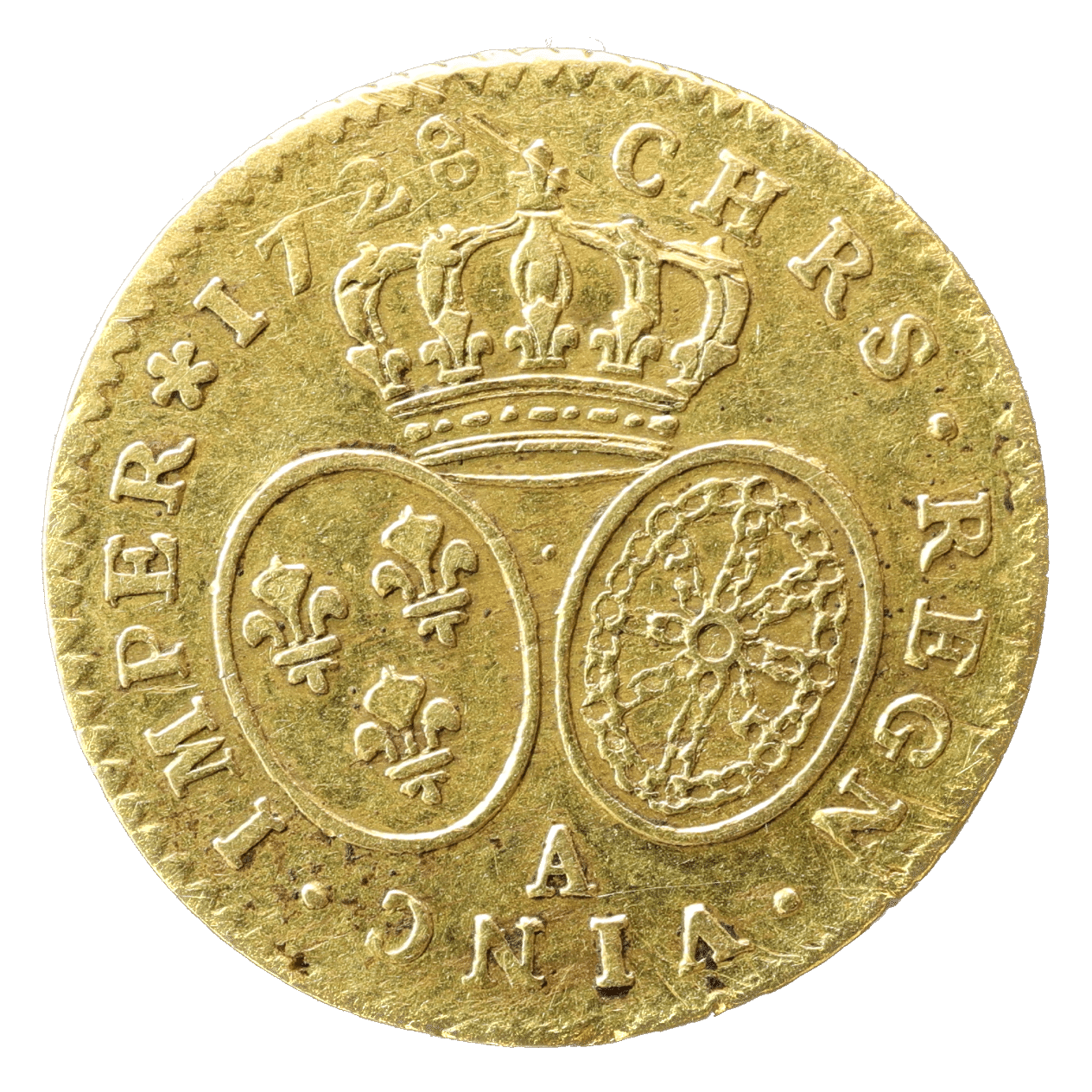 Louis XV (1715-1774) 1/2 Louis d'or aux lunettes 1728 A Paris 4.04 gr