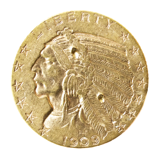 USA "INDIAN HEAD" 5$ Or 1909 Five Dollars 8,34 gr