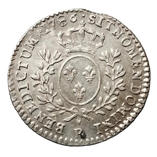 Louis XVI (1774-1792) 1/10 ème écu aux lauriers 1786 R Orléans - 2.92 gr