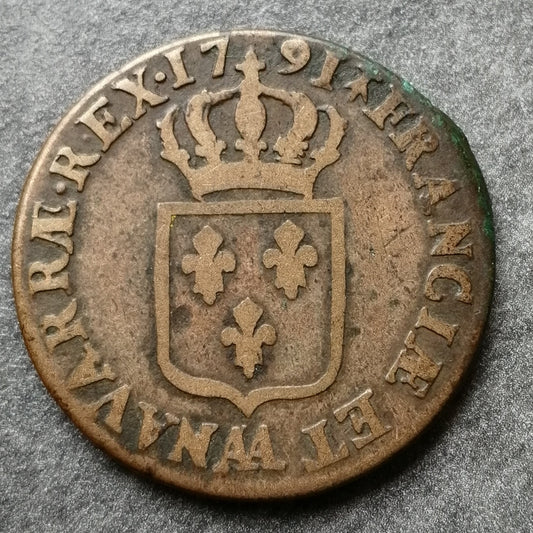 Louis XVI (1774-1792) Sol à l'écu 1791 AA Metz - métal de cloche - 11.43 gr