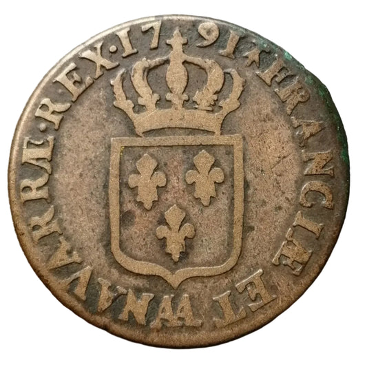 Louis XVI (1774-1792) Sol à l'écu 1791 AA Metz 11.43 gr