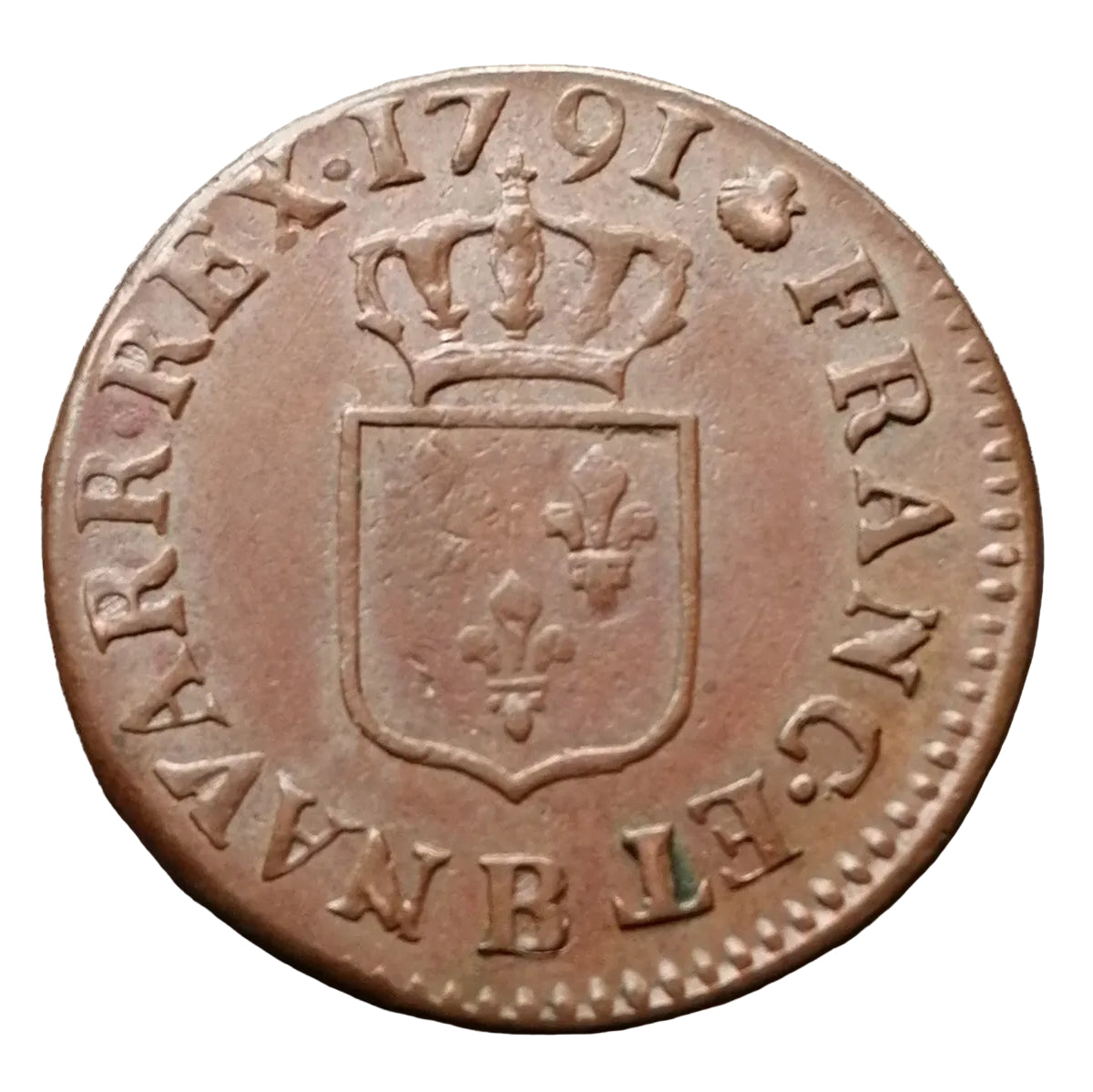 Louis XVI (1774-1792) Liard à l'écu 1791 B Rouen 3.13 gr