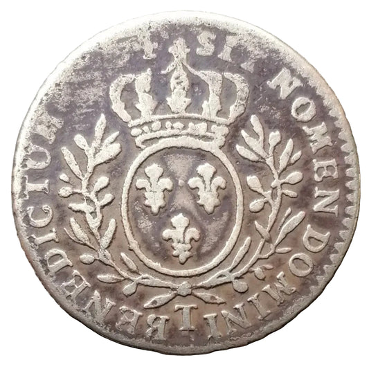 Louis XV (1715-1774) 1/10 écu aux branches d'olivier 1734 T Nantes - 2.74 gr - L4L. Non référencé