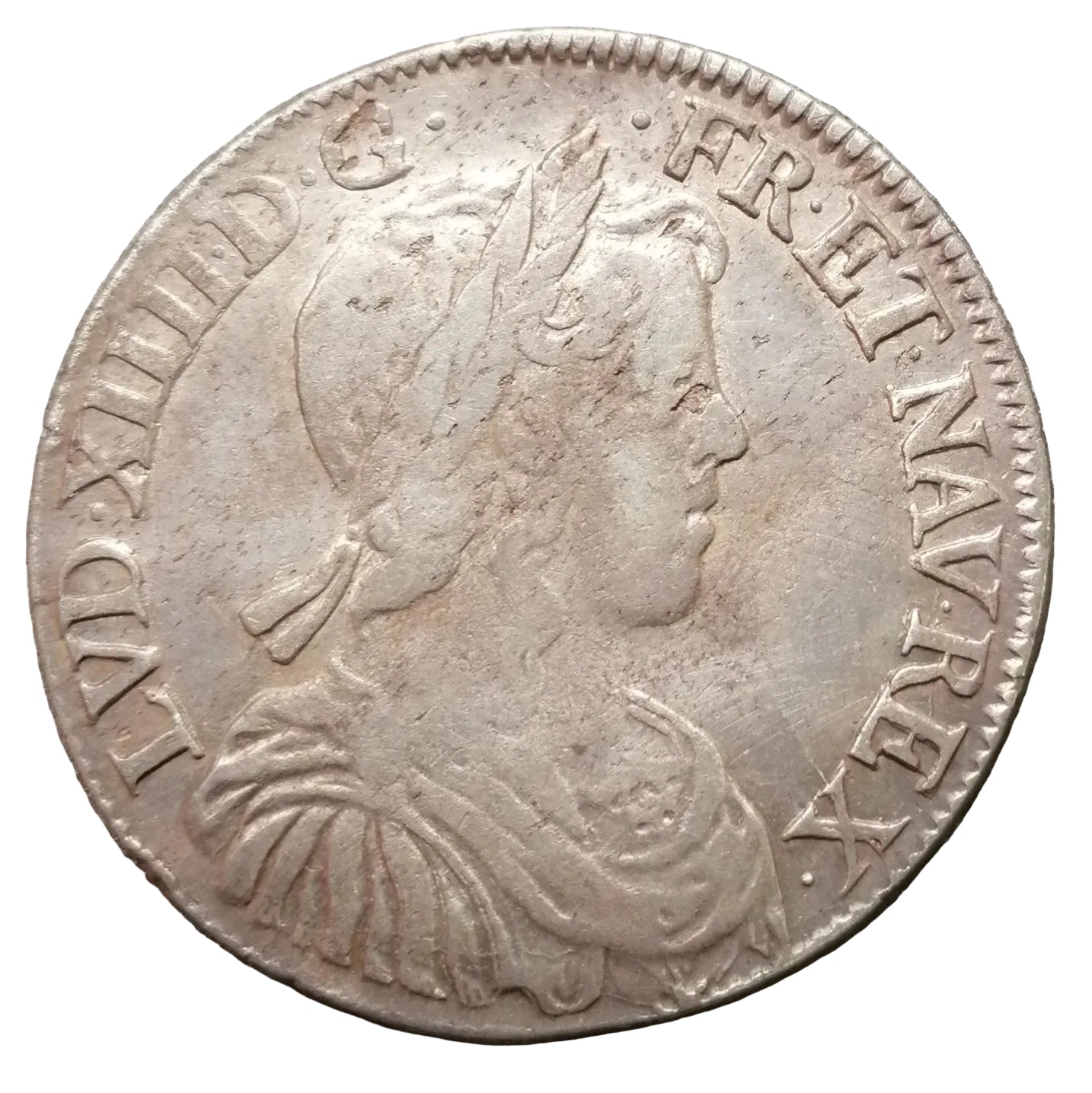 Louis XIV (1643-1715) 1/2 écu a la mèche longue - Globe crucifère - 1651 B Rouen 13.62 gr - L4L. 164