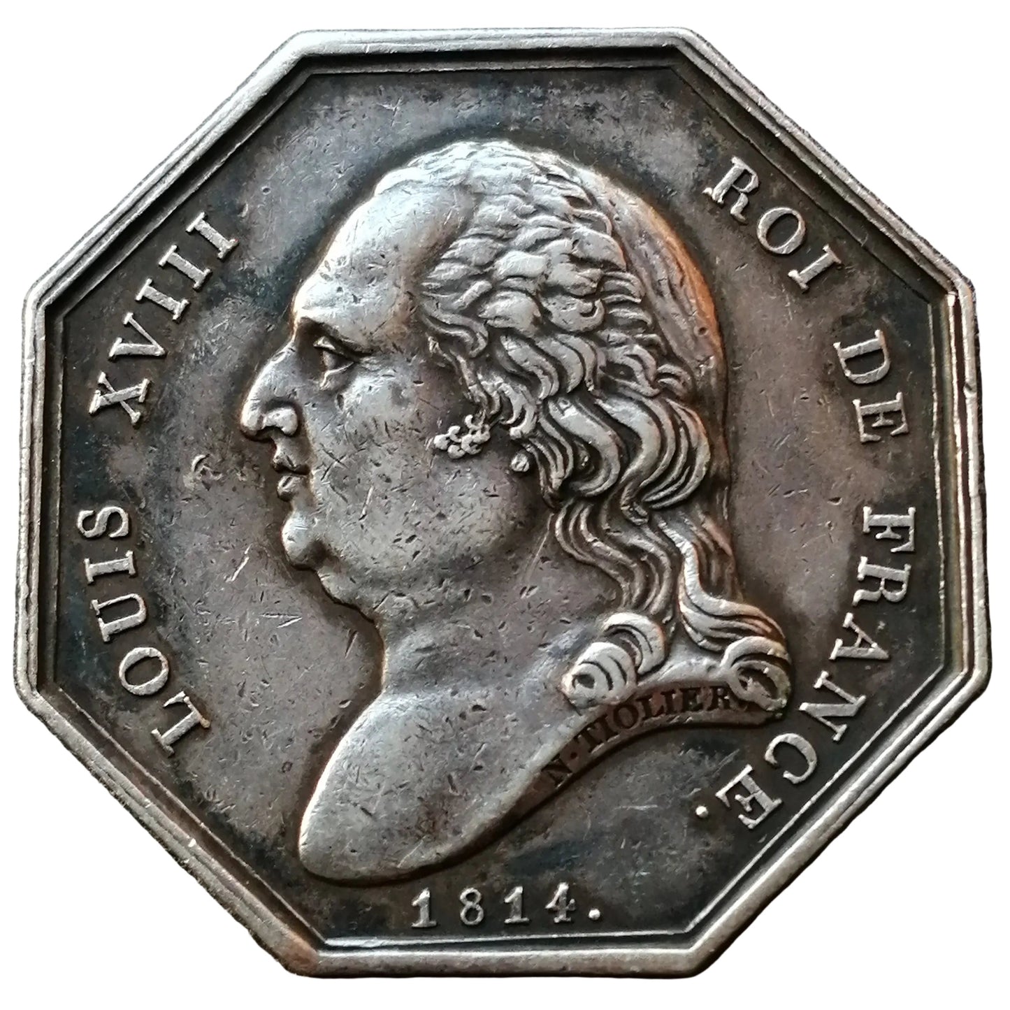 Ficha Conseil de prud'hommes Rouen 1807 Luis XVIII 1814 Plata 33 mm 14,84 gr