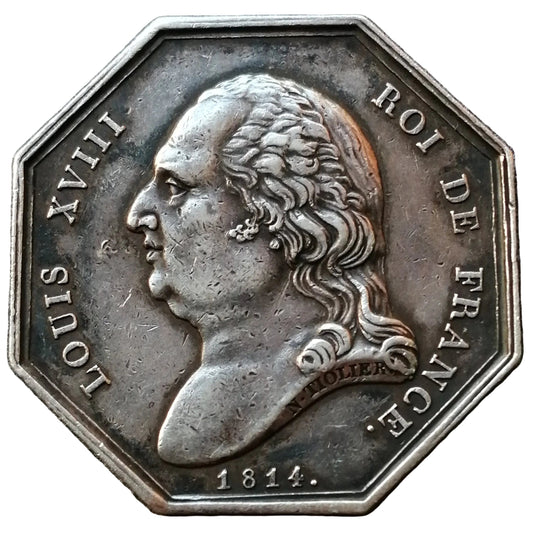 Jeton Council of Prud'hommes Rouen 1807 Louis XVIII 1814 Silver 33 mm 14.84 GR