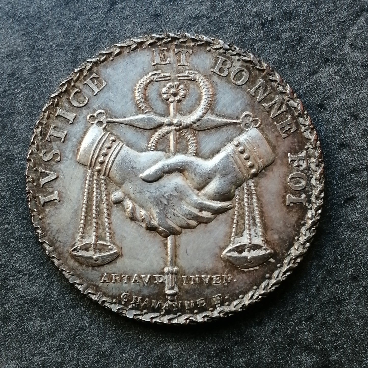 Jeton Prud'hommes de Lyon 1809 IVSTICE ET BONNE FOI Argent 10.27 gr 30 mm