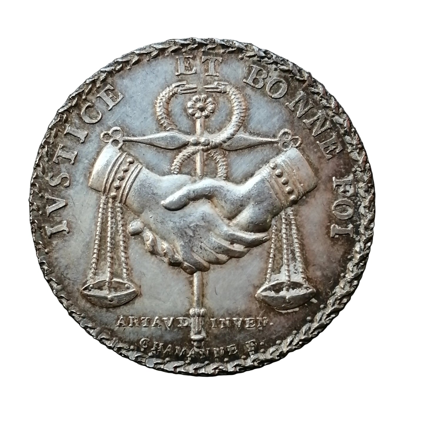 Ficha Prud'hommes de Lyon 1809 IVSTICE Y BUENA FE Plata 10,27 gr 30 mm