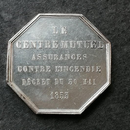 Insurance token The Mutual Center against fire May 30, 1853 Silver 19.09gr 36mm