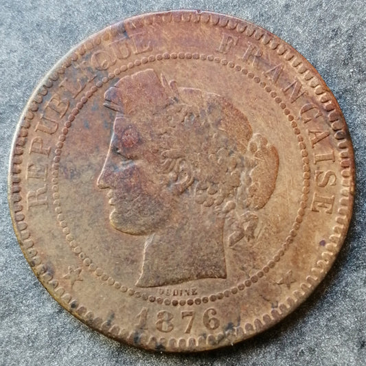 Cérès 10 Centimes 1876 A Paris Bronze 9.40 gr G. 265a