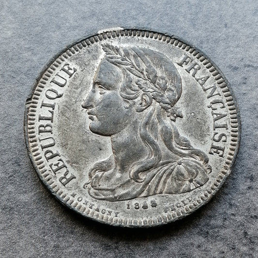 Étude monétaire Concours de 5 francs 1848 Paris 17.79 gr étain par Montagny