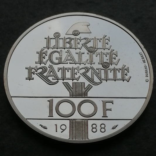 Fraternité 100 francs 1988 Belle Épreuve Argent - 15.00 gr - G. 903