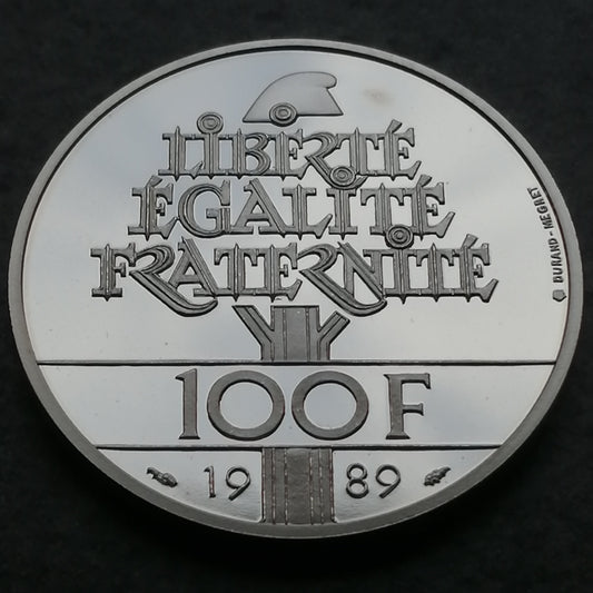Droits de l'homme 100 francs 1989 Belle Épreuve Argent - 15.00 gr - G. 904