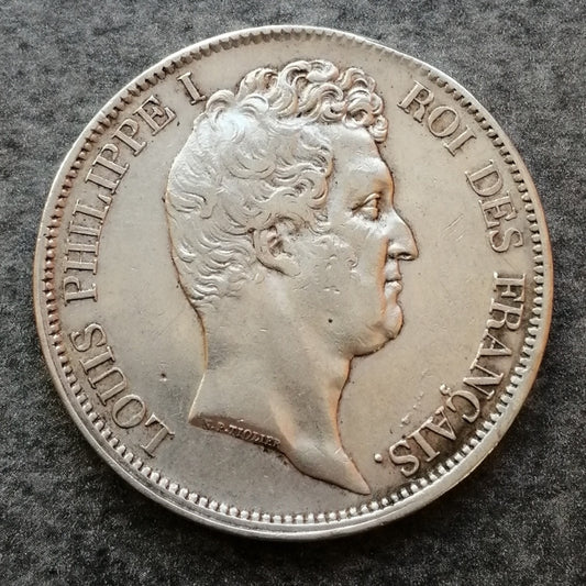Louis Philippe (1830-1848) 5 francos 1831 MA Marsella Tiolier Rebanada hueca Plata - 24,87 gr - G. 676