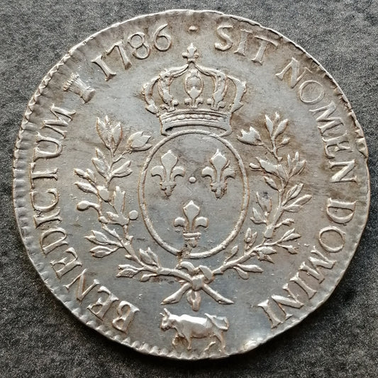 Louis XVI (1774-1792) Écu de Béarn aux branches d'olivier 1786 Vaquette Pau Argent - 29.38 gr - L4L. 552