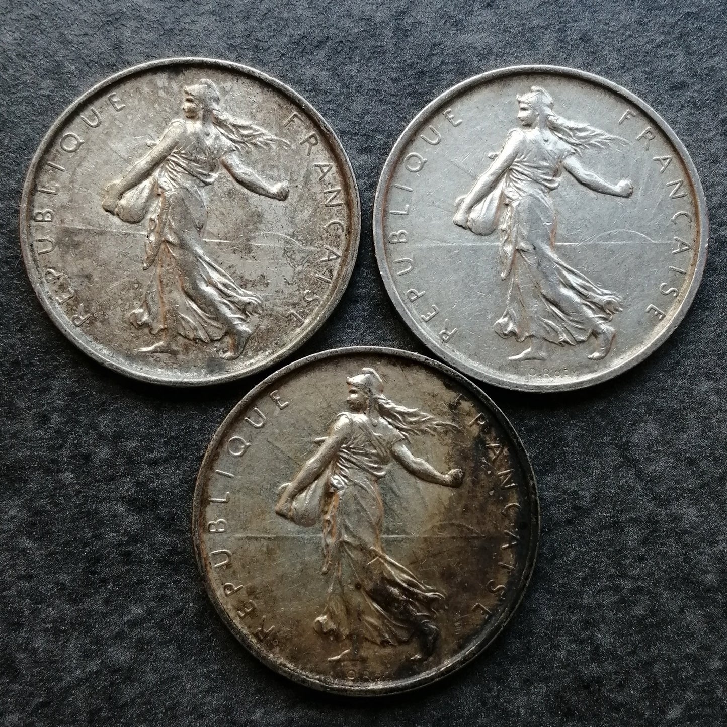 Semeuse lot 5 francs 1967 1968 1969 Argent G770