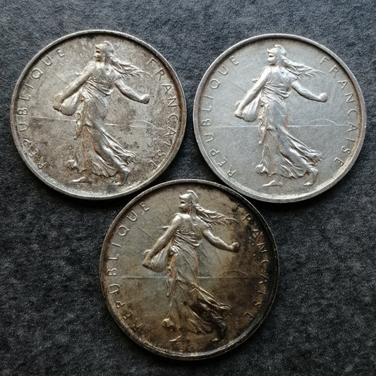 Semeuse lot 5 francs 1967 1968 1969 Argent G770