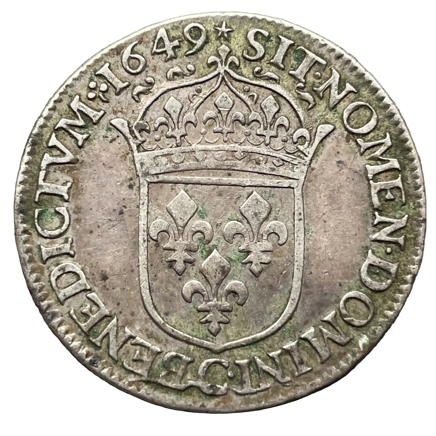 Louis XIV (1643-1715) 1/2 écu à la mèche longue 1649 C Saint Lô 13,49 gr