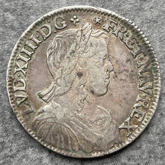 Louis XIV (1643-1715) 1/2 écu à la mèche longue 1649 C Saint Lô 13,49 gr