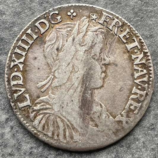 Louis XIV (1643-1715) 1/2 écu à la mèche longue 1649 C Saint Lô 13,45 gr