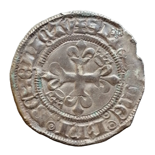 Charles VI (1380-1422) Gros dit florette - 2ème émission - Saint Quentin - 2.94 gr