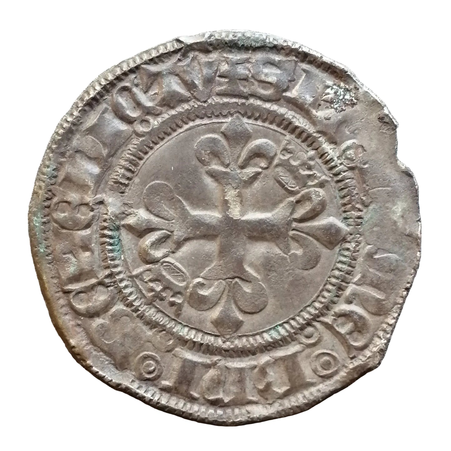 Charles VI (1380-1422) Gros dit florette - 2ème émission - Saint Quentin - 2.94 gr